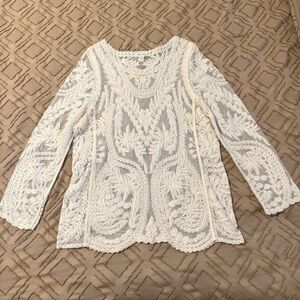 Ultra Pink Crochet 3/4 Sleeve Blouse